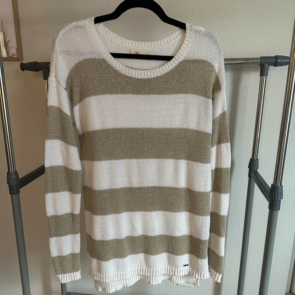 Gold and white striped Hollister sweater